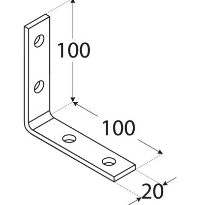 Stoelhoek 100 x 100 x 20 mm geel verzinkt KW5 (1/20) - Afbeelding 2