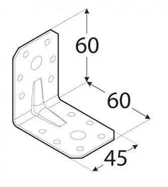 Winkelhaak versterkt 60 x 60 x 45 x 2,0 mm met ril KPL6 (1/20) - Afbeelding 2