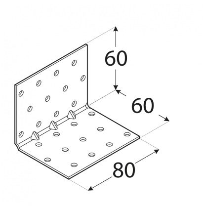 Winkelhaak versterkt 60 x 60 x 80 met ril KMP6 (1/20) - Afbeelding 2
