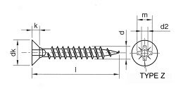 Spaanderplaatschroef kopboring 4,5 x 20 mm PZD ZN 2,5 mm kopboring (1/200) - Afbeelding 2