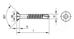 MDF schroef 4 x 45  met boorpunt HB-TECS (1/200)