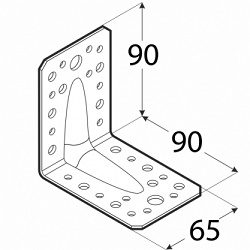 Winkelhaak versterkt 90 x 90 x 65 mm KPL1 (1/20) - Afbeelding 2