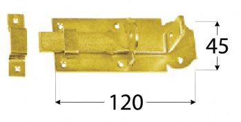 Hangslotgrendel 120 x 45 x 5,0 mm plat geel verzinkt (1/10) - Afbeelding 2