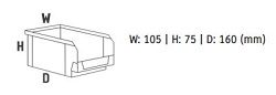 Stapelbak K2 GRIJS H 75 x D 160 x B 105 mm (1/48) - Afbeelding 2